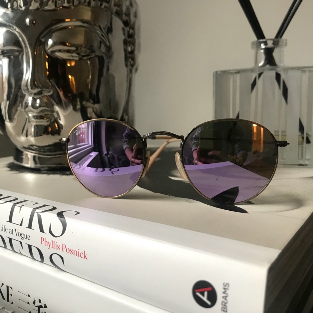 RAYBAN Round Mental Sunglasses 3447